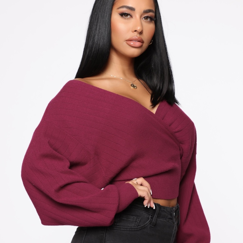 Berry sweater off shoulder